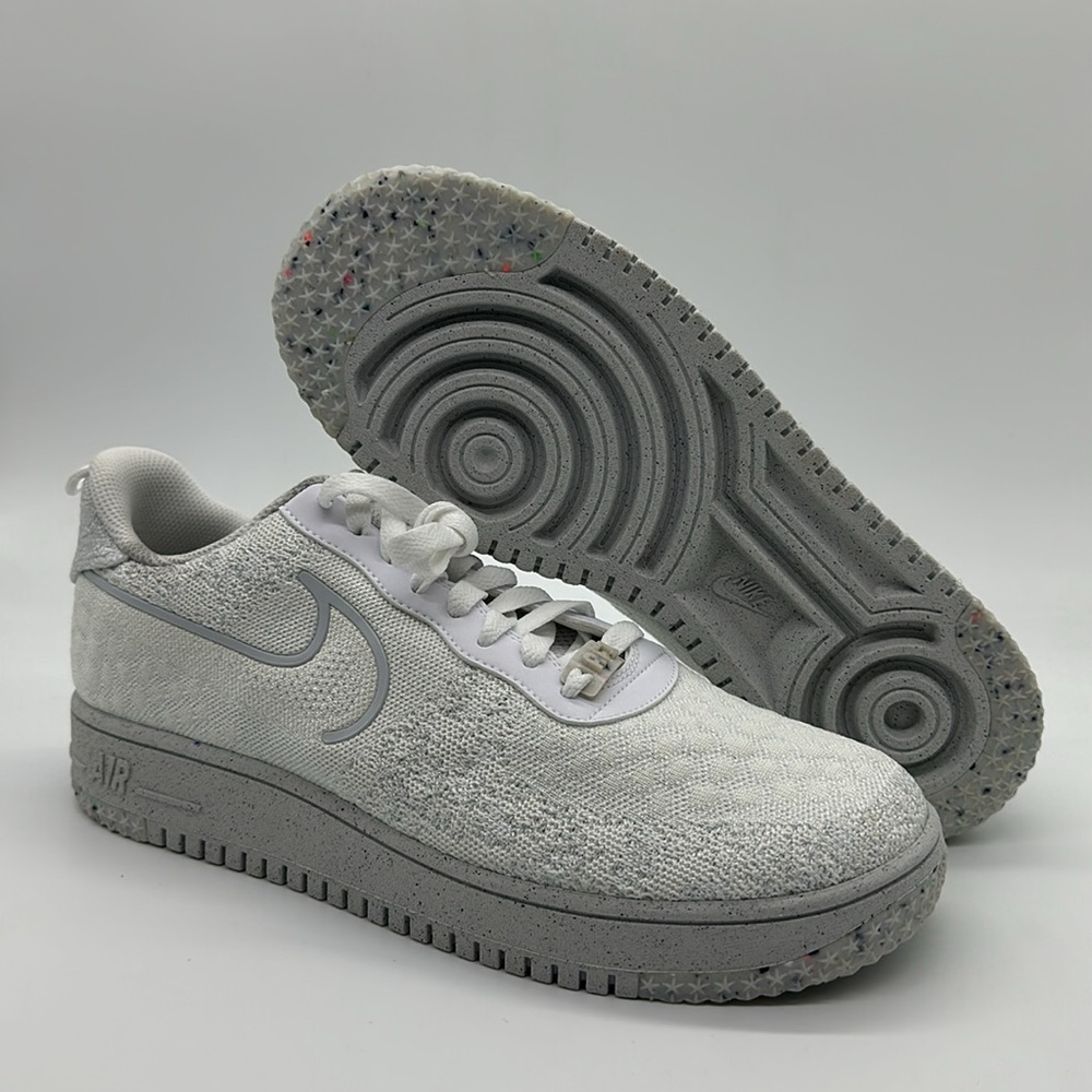 Men’s Nike AF1 Crater Flyknit NN White-Summit White DM0590-100 NWOB - Picture 1 of 5
